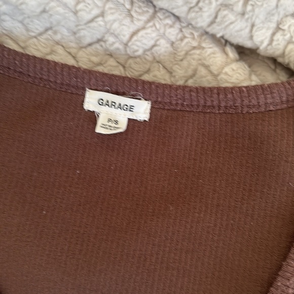 Brown Button Up Crop Top - Picture 2 of 3